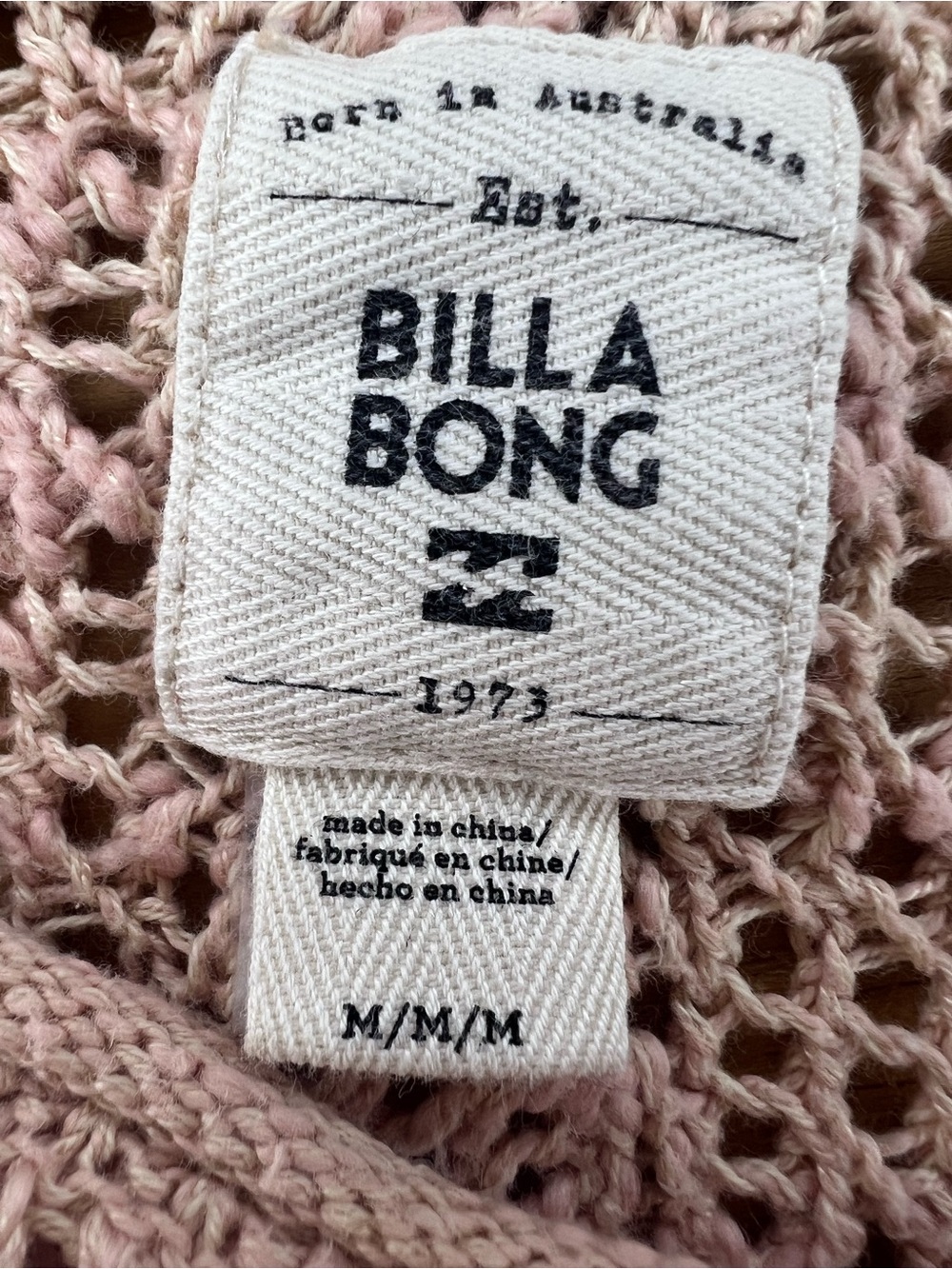 Billabong Open Knit Scoop Neck Sweater in Blush Pink - Picture 3 of 5